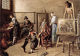 Famous Company Paintings - Painter in His Studio, Painting a Musical Company